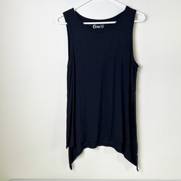 ZYIA Active Tunic Top Womens Size M Black Stretch Sleeveless Tank Workout Yoga - Picture 1 of 12